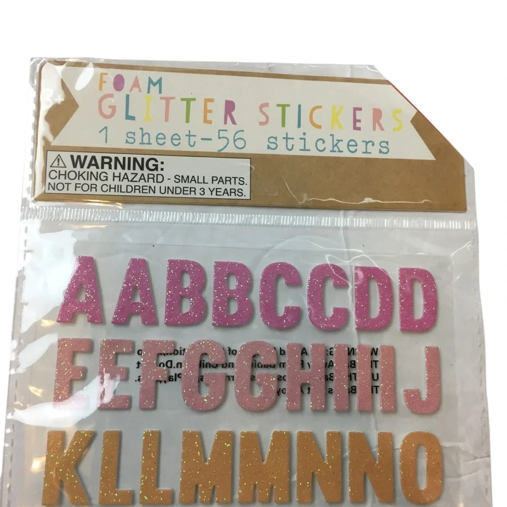 Glitter Stickers Foam Alphabet Letters Numbers 3 Sheets Homeschool Crafts NEW